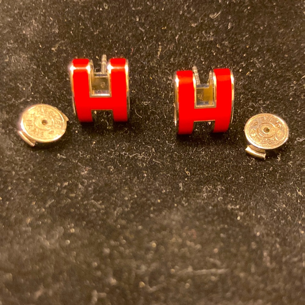 Hermes Red Pop H Earrings